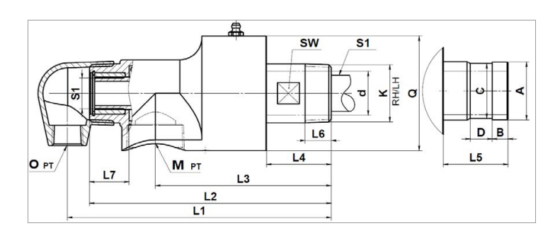 【JFW 2001】15A-80A 双向内管固定式 旋转接头规格尺寸图
